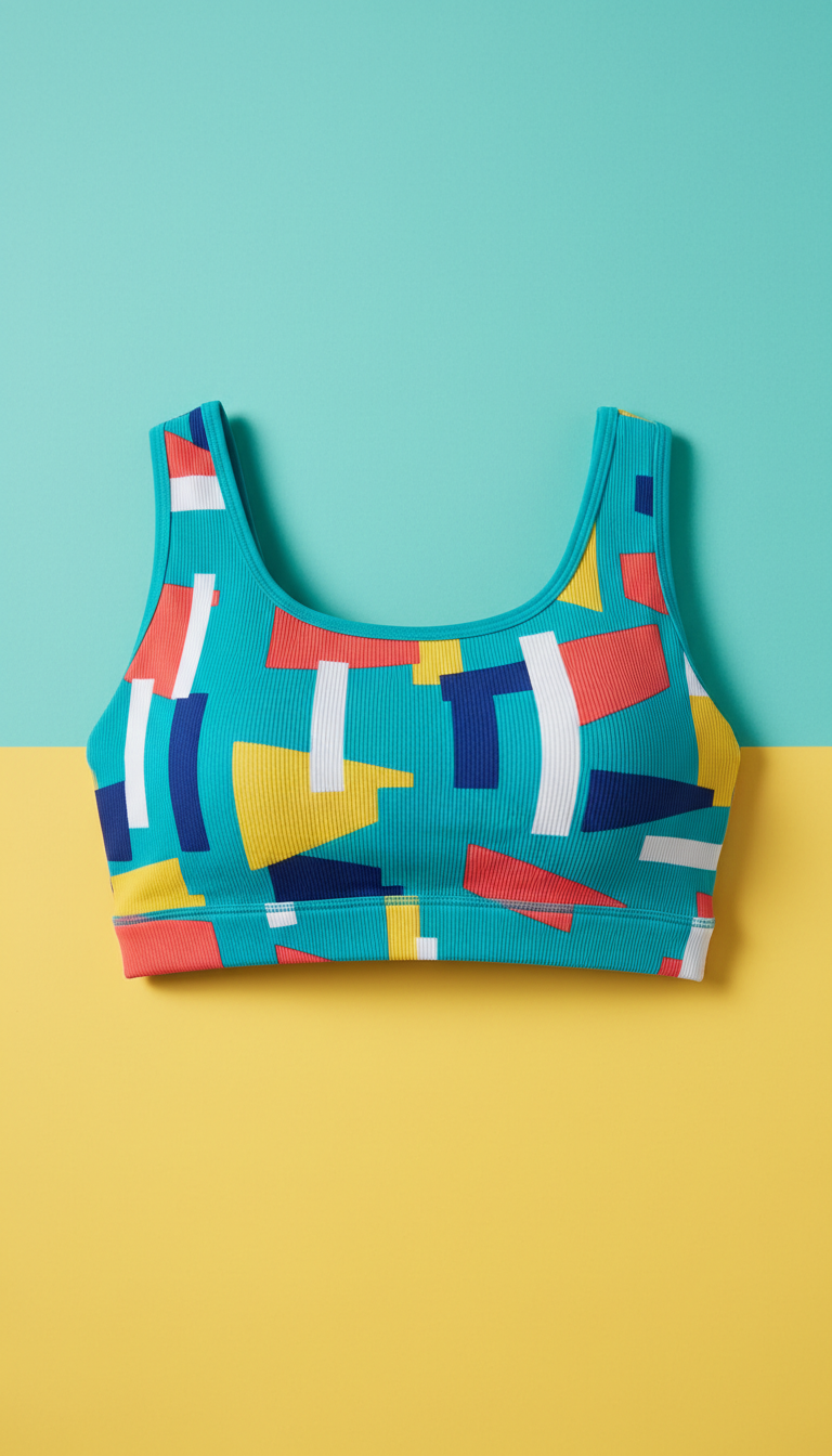 Patterned Sports Bra in Electric Teal
