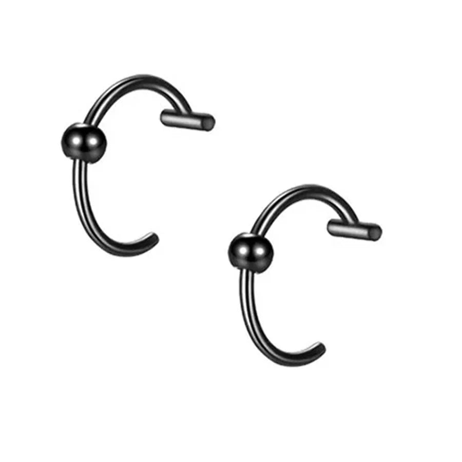 2 Piece Set Stainless Steel Clip-On Nose and Lip Rings | Punk Style Fake Piercing Jewelry