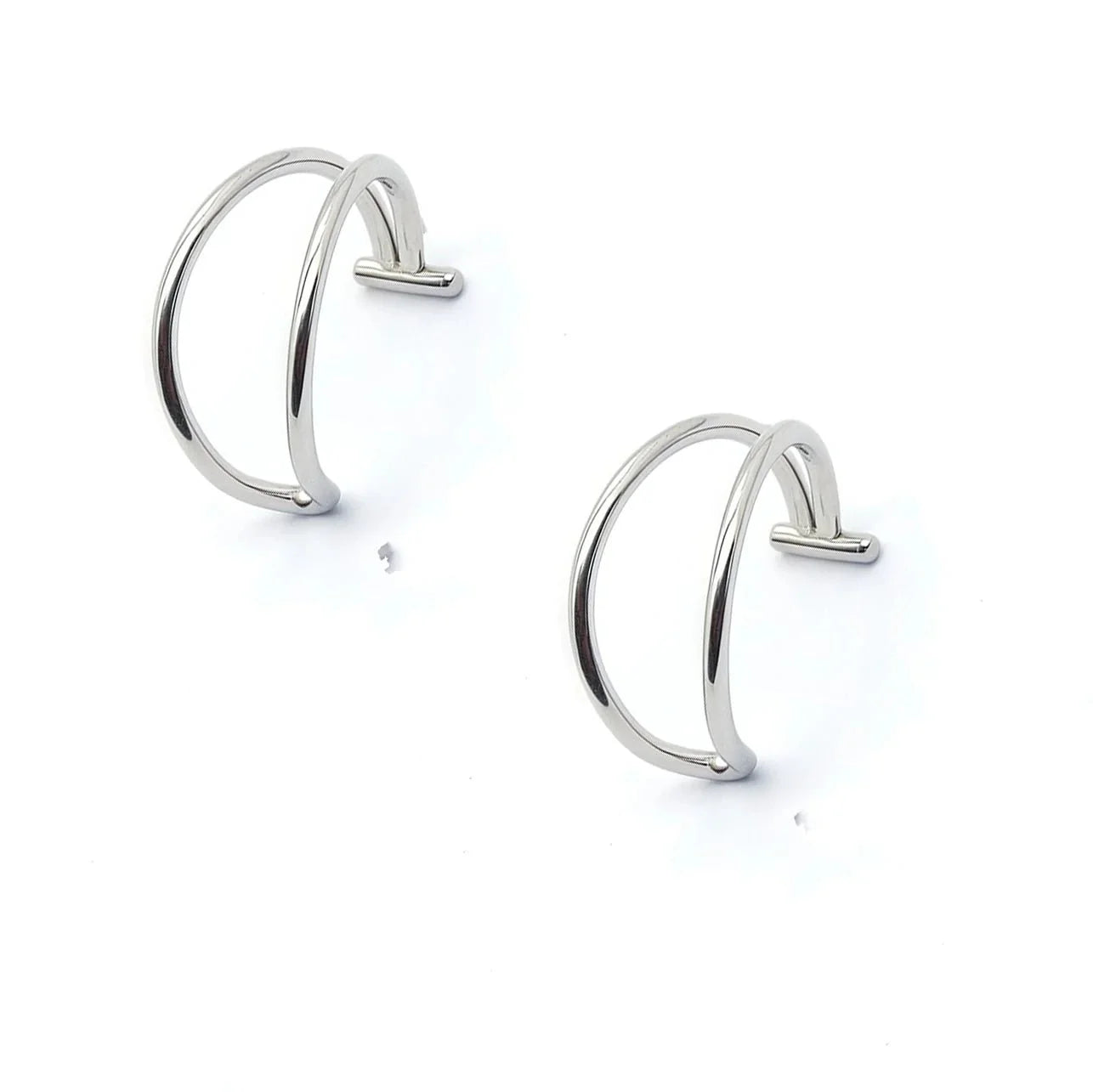 2 Piece Set Stainless Steel Clip-On Nose and Lip Rings | Punk Style Fake Piercing Jewelry