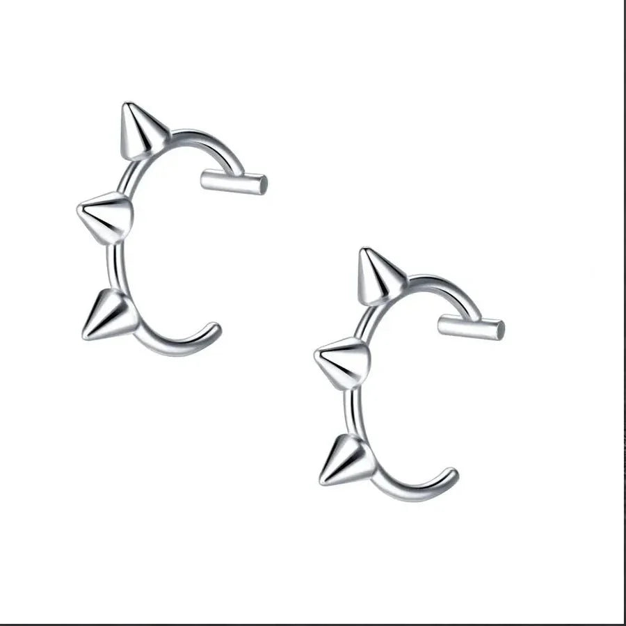 2 Piece Set Stainless Steel Clip-On Nose and Lip Rings | Punk Style Fake Piercing Jewelry