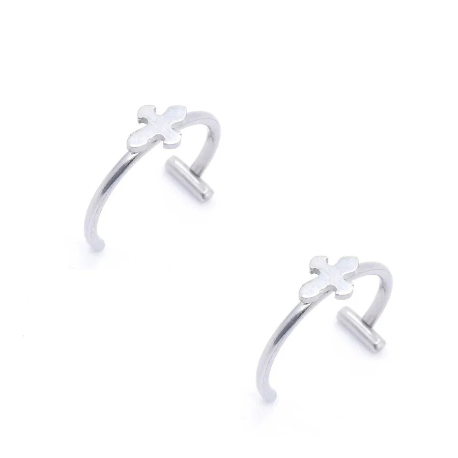 2 Piece Set Stainless Steel Clip-On Nose and Lip Rings | Punk Style Fake Piercing Jewelry