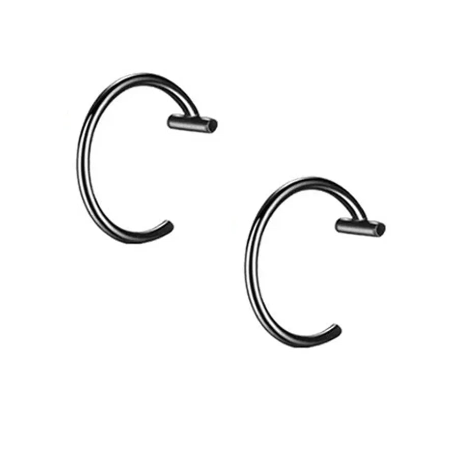 2 Piece Set Stainless Steel Clip-On Nose and Lip Rings | Punk Style Fake Piercing Jewelry