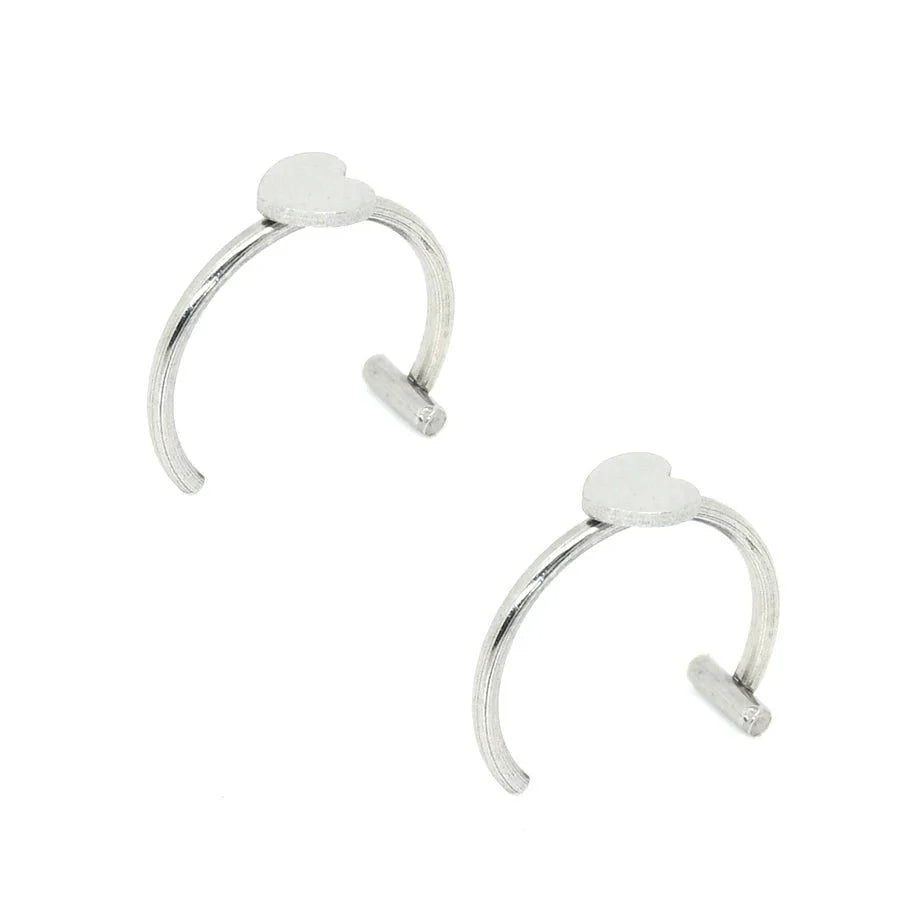 2 Piece Set Stainless Steel Clip-On Nose and Lip Rings | Punk Style Fake Piercing Jewelry