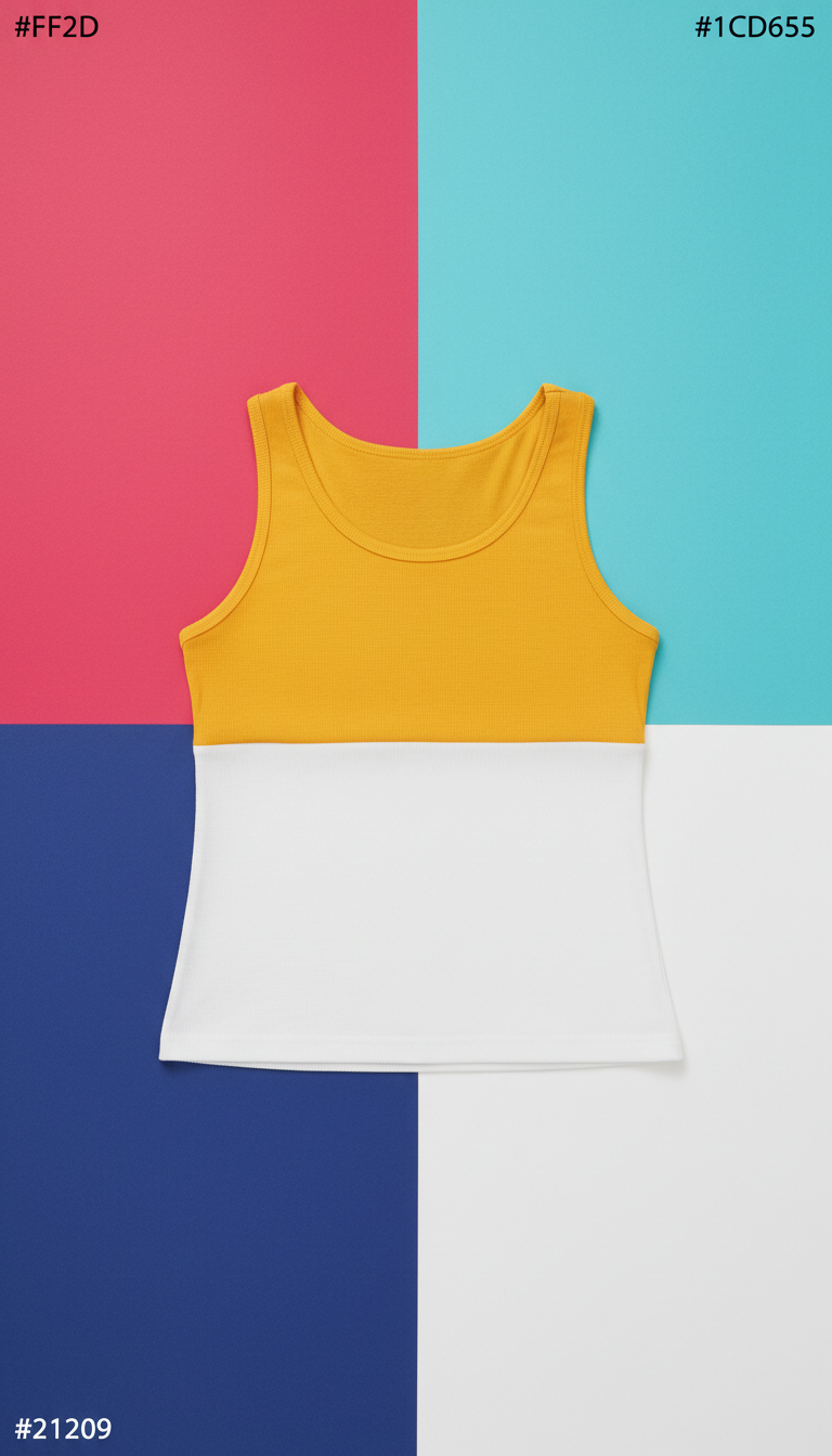 Color-Blocked Tank Top in Sunburst & White