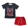 Spider shirt red shorts kids boy clothing set
