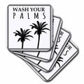 3dRose Wash Your Palms Funny Tropical Beach Tree Washroom Humor Bathroom Pun - Coasters (cst-363679)