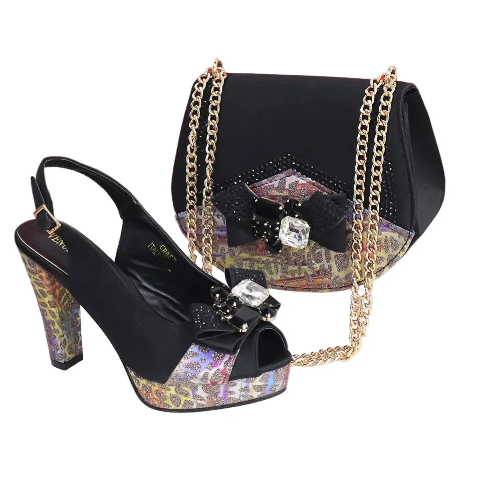 Newest Pumps Women High Heels Shoes and Bags Set JNB54