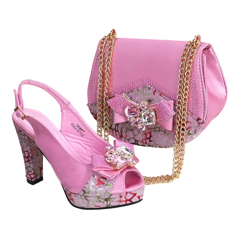 Newest Pumps Women High Heels Shoes and Bags Set JNB54