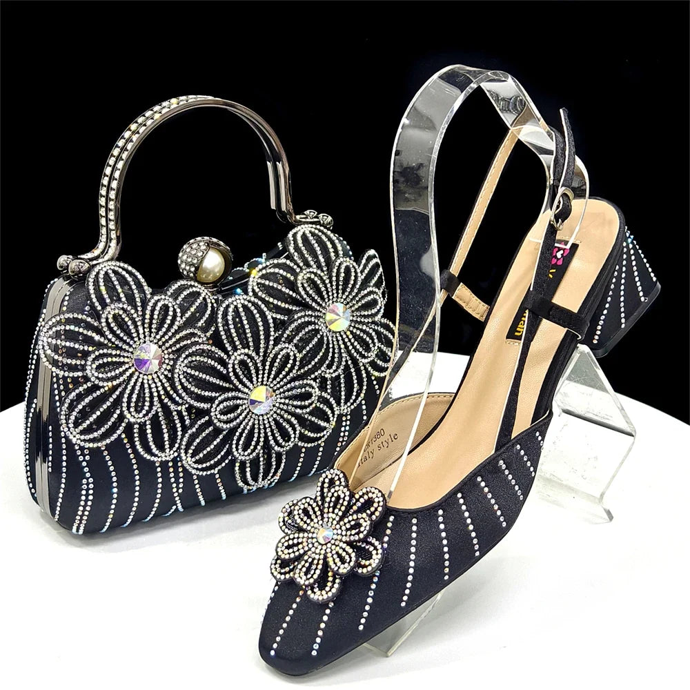 Italian Fashion Women's Elegant Heels & Clutch Bag Set EDS317