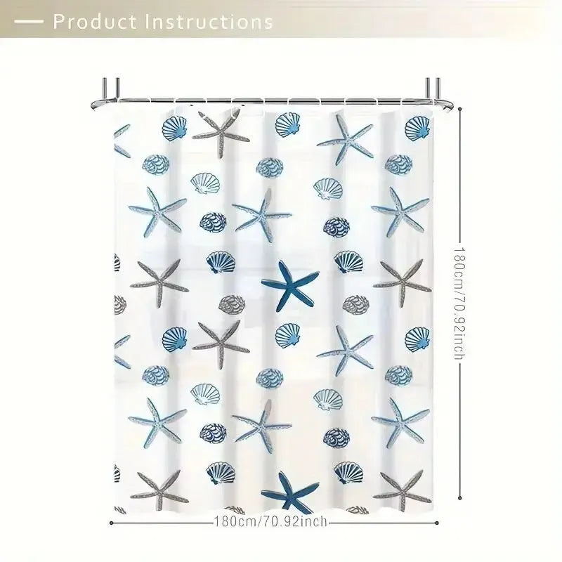 1PC Patterned PEVA Waterproof Shower Curtain – Bathroom Partition & Decorative Curtain Accessory