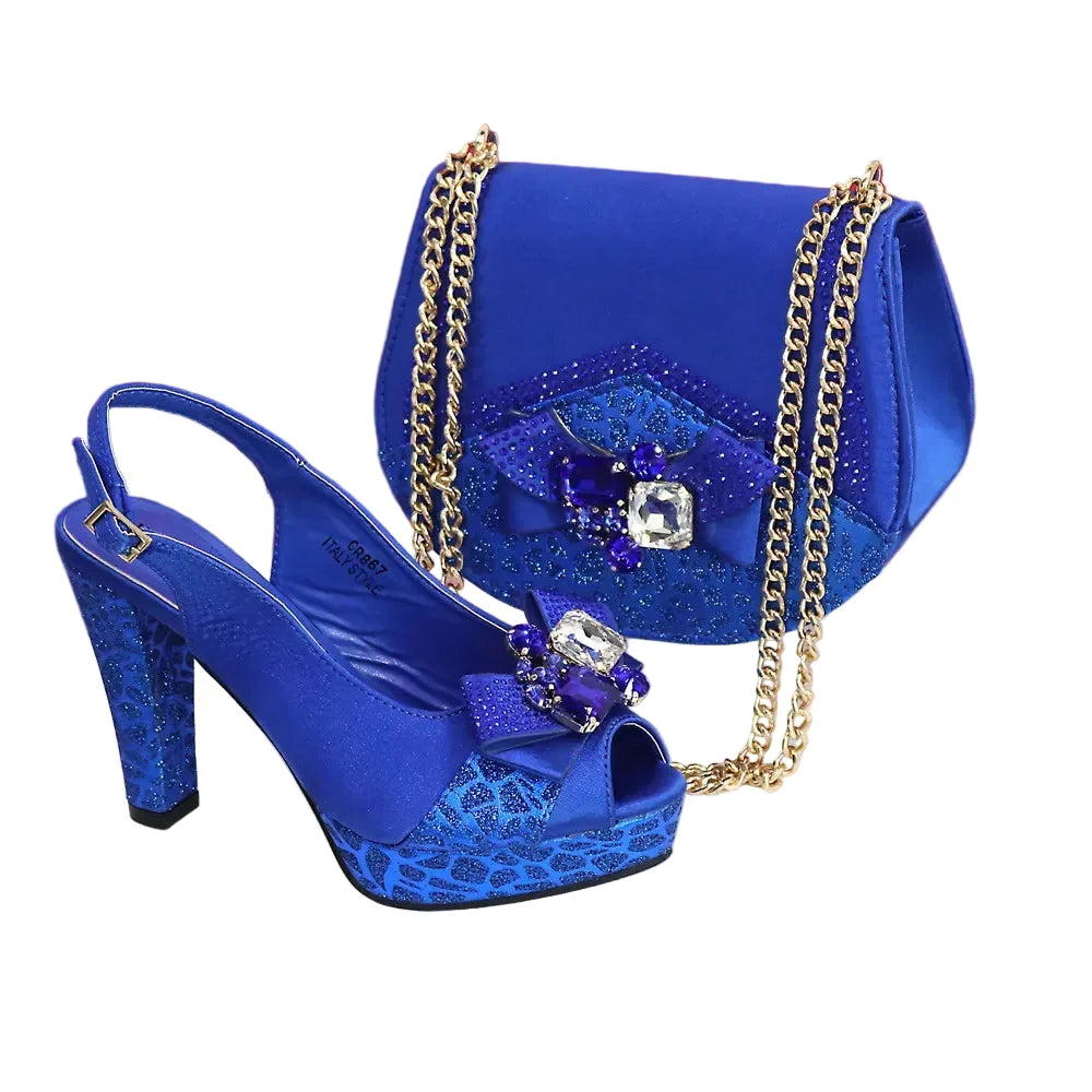 Newest Pumps Women High Heels Shoes and Bags Set JNB54