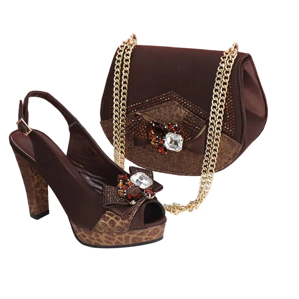 Newest Pumps Women High Heels Shoes and Bags Set JNB54