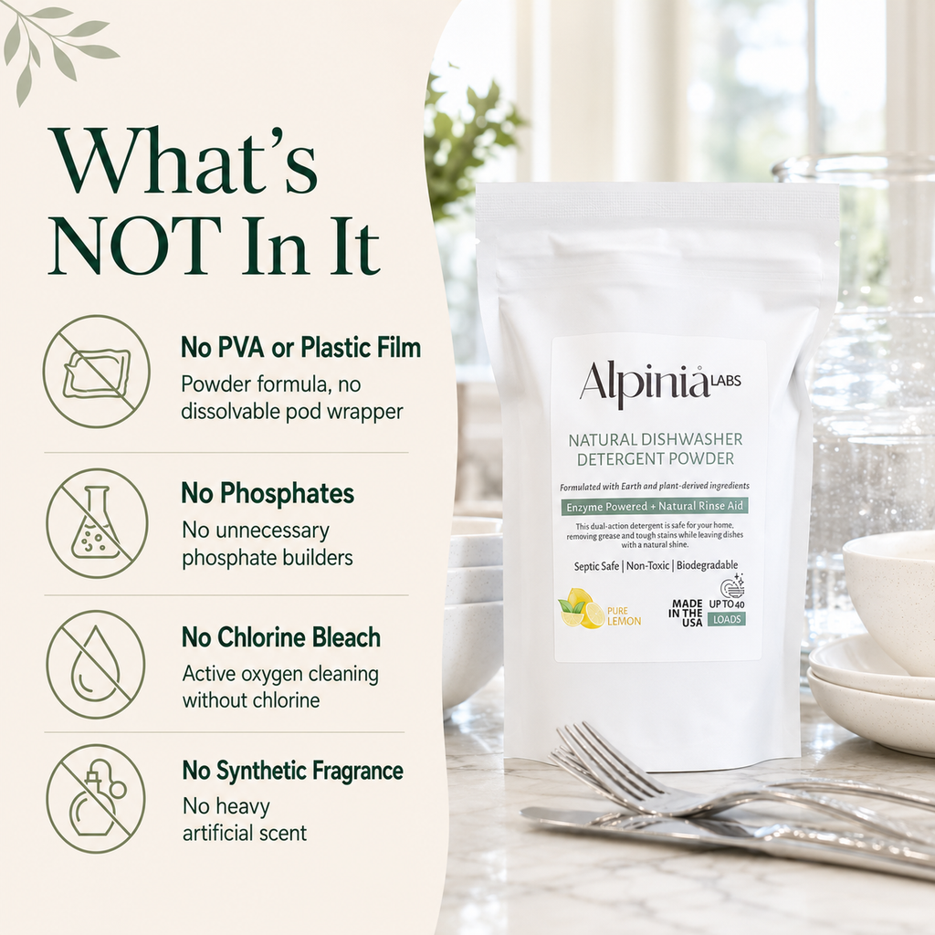 Powerful Dishwasher Detergent with Enzymes — No Microplastics, No Residue