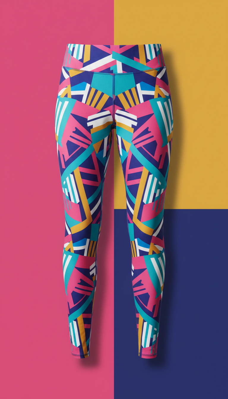 Graphic Leggings in Pop Pink & Indigo